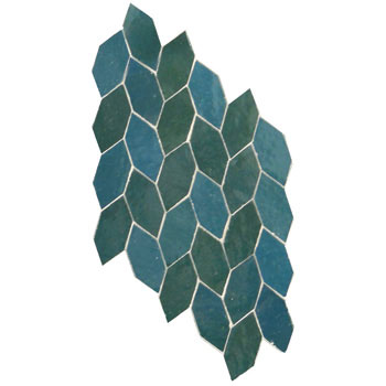 Mosaic House Moroccan tile Saft Leaves 24-28 Hippi Sea Green Teal  zellige, mosaic, zellij, field, pattern, glaze, hexagonal, simple 
